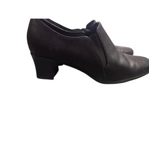 Liz Baker Womens Black Slip On Square Toe Block Heel Loafers Pumps Shoes